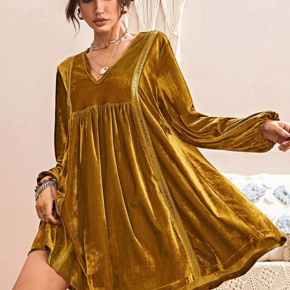 Gold Velvet Dress